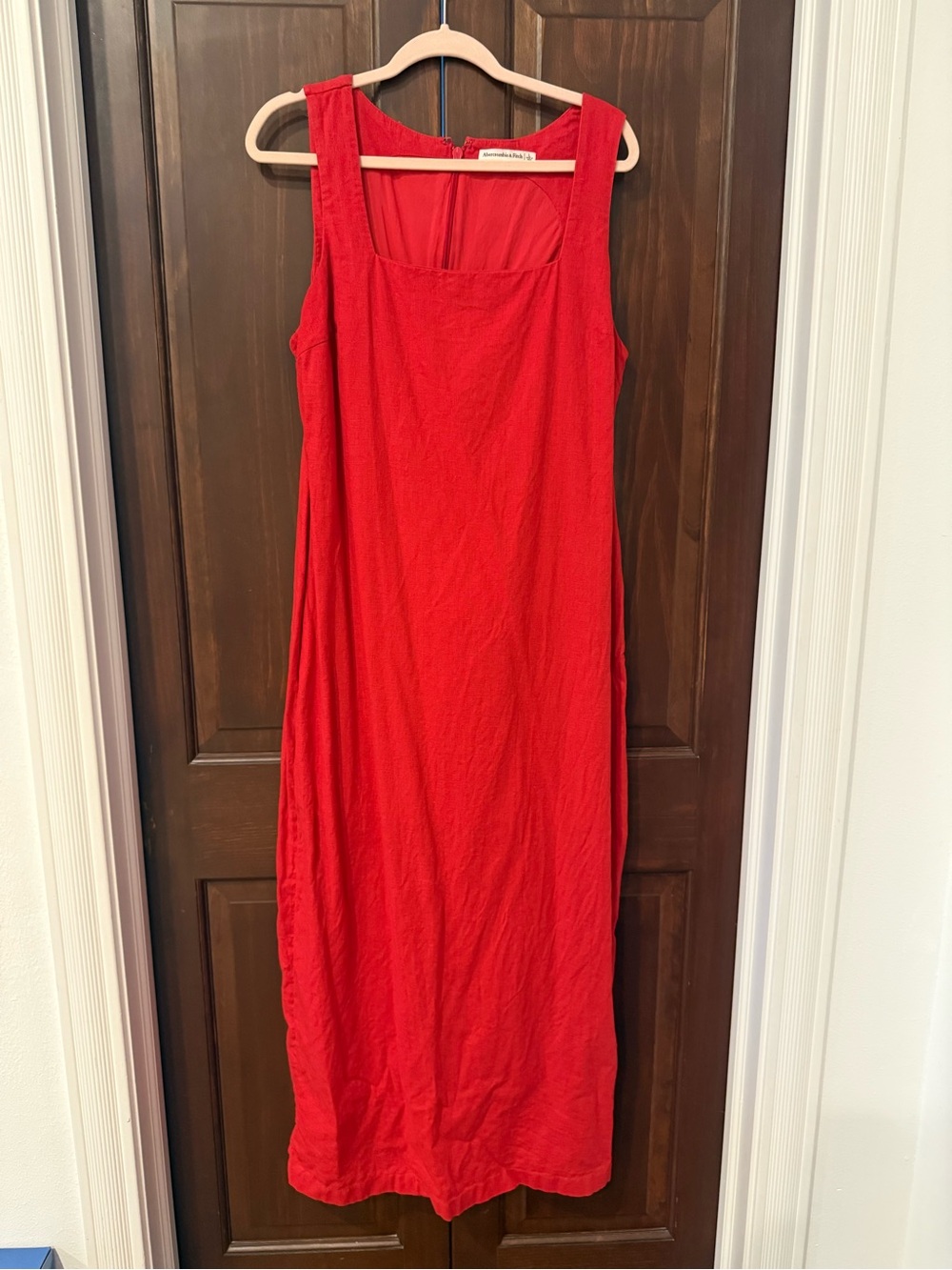 Abercrombie Linen Red Maxi Dress